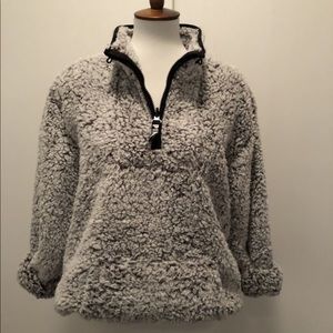 PINK Sherpa Quarter Zip In Frost Gray